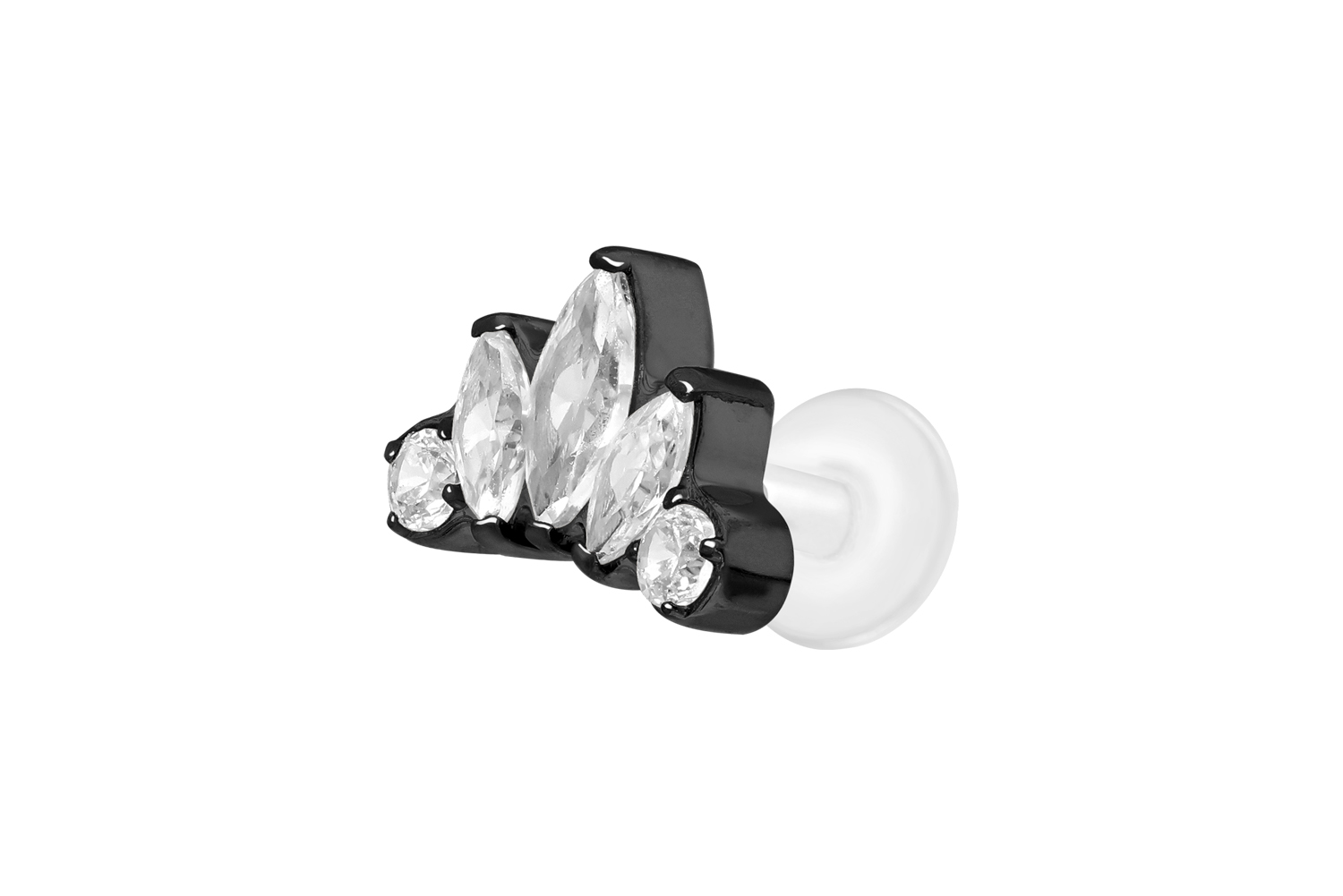 PTFE Labret Piercing mit Innengewinde + Titan-Aufsatz LOTUSBLÜTE